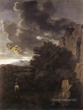  classique Tableau - Hagar et l’ange classique peintre Nicolas Poussin